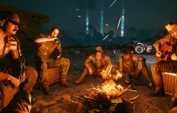 The fire, night city, Cybepunk 2077, Aldecaldo
