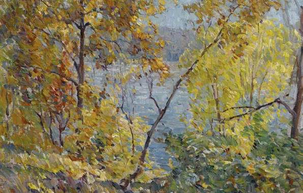 Autumn, landscape, picture, John Fulton Folinsbee, Oaks and Tulip Poplars, John Fulton, Folinsbee