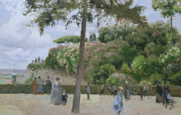 Landscape, people, stay, picture, walk, Camille Pissarro, Town Park in PONTOISE