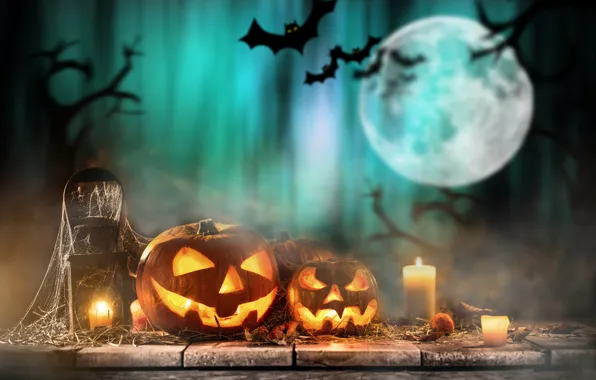 Holiday, candles, pumpkin, haluin