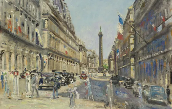 Picture, the urban landscape, 1949, Lucien Adrion, Lucien Adrion, Paris. The Rue Castiglione. Place Vendôme