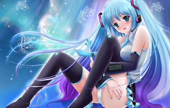 Girl, sexy, lingerie, ass, pantsu, Hatsune Miku, Vocaloid, blouse