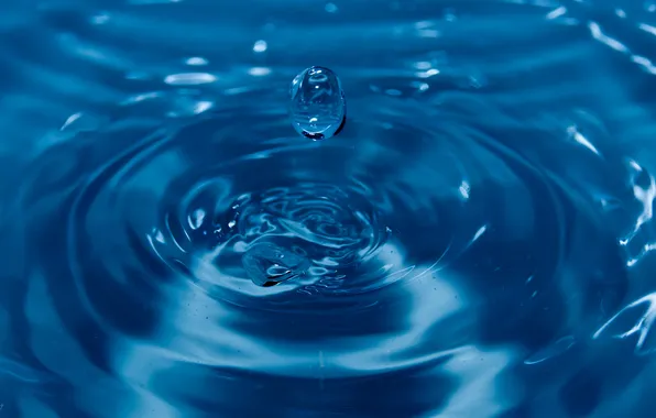 Water, macro, blue, drop
