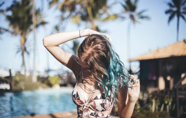 Girl, pose, hair, tattoo, tattoo, curls, Gabbie Fadel