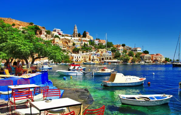 Picture the city, coast, island, Greece, sea, shore, holiday, Greece
