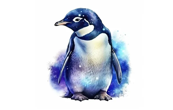 White background, penguin, painting, AI art, neural network