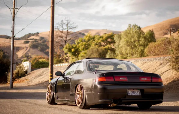 Picture black, nissan, drives, Nissan, tuning, 200sx, s14
