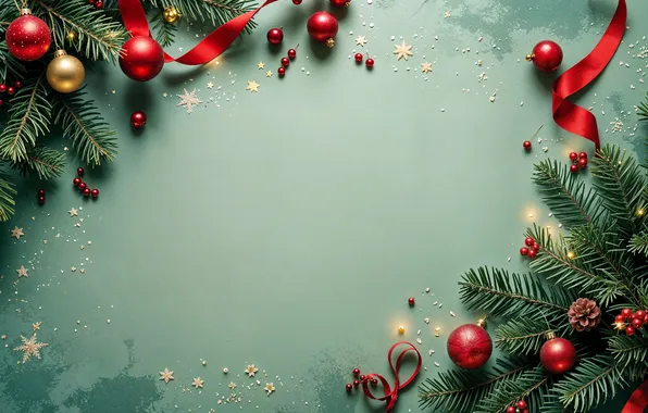 Decoration, background, balls, Christmas, New year, golden, new year, Christmas