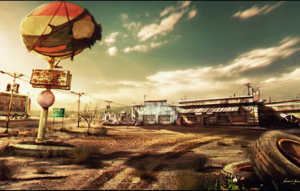 Picture the sky, desert, cafe, pustosh, Dead Rising 2