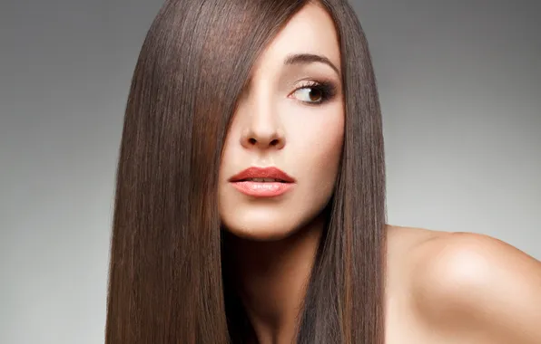 Look, girl, face, eyelashes, background, hair, shoulders