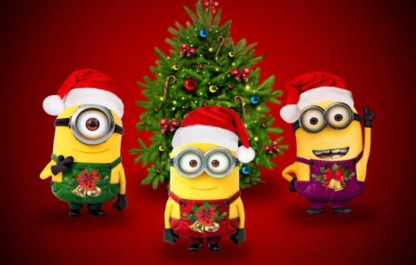 New Year, Christmas, Santa, Christmas, Xmas, minions, cute, santa