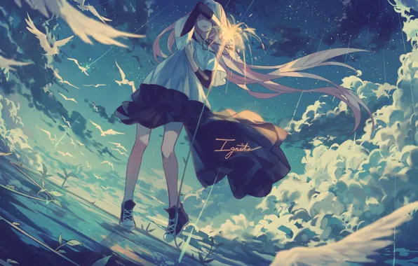 Picture the sky, girl, anime