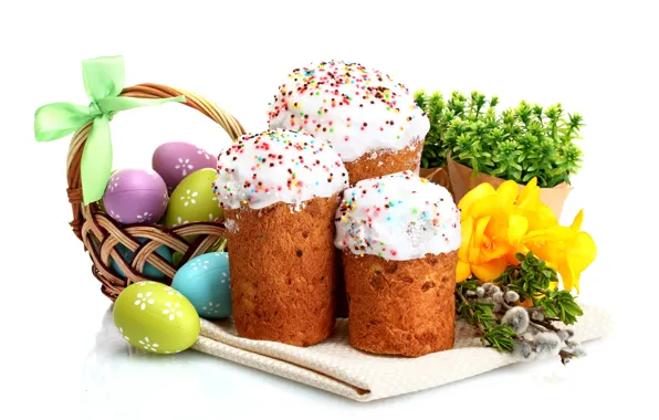 Picture flowers, eggs, spring, Easter, cake, cake, flowers, Easter