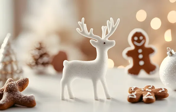 White, light, lights, blur, deer, cookies, Christmas, man