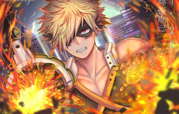 The explosion, flame, guy, My Hero Academia, Boku No Hero Academy, My Hero Academy, Bakuga …