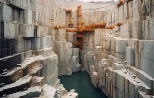 Water, marble, depth, quarry