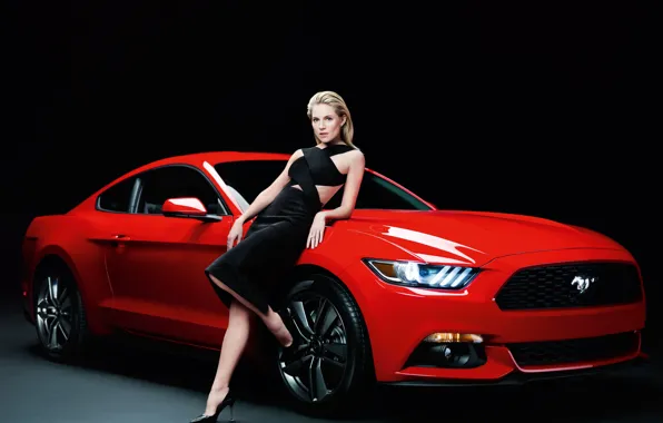 Picture actress, Sienna Miller, Ford Mustang
