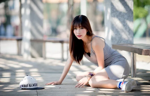 Girl, cap, Asian