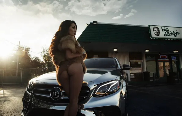 Machine, ass, lights, lights, Girl, Brabus, Mercedes Benz