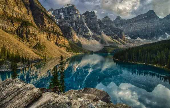 Mountains, nature, lake, Park, Canada