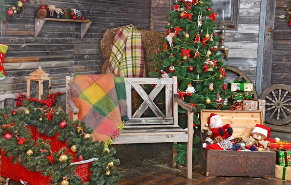 Picture decoration, room, toys, tree, New Year, Christmas, gifts, Christmas
