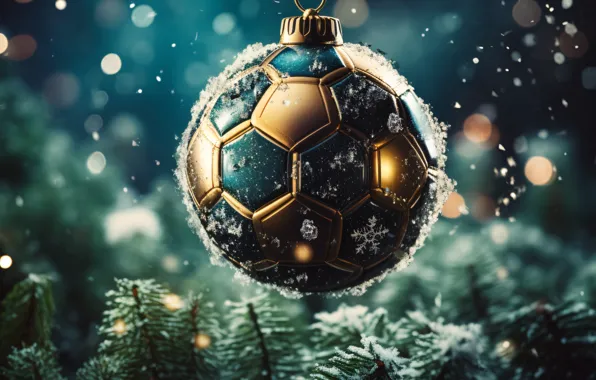 Winter, snow, branches, the ball, ball, Christmas, New year, the ball