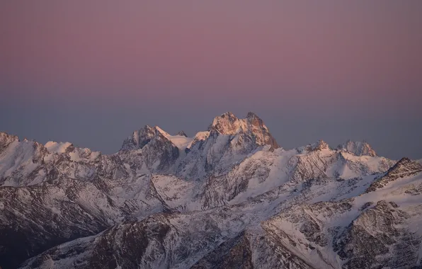 Picture winter, the sky, snow, mountains, nature, rocks