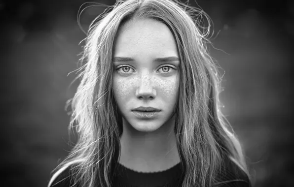 Portrait, monochrome, retouching, Pauline, Alexander Vinogradov