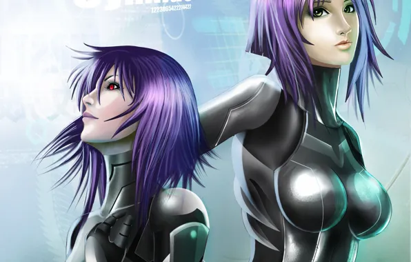 Girl, art, costume, purple hair