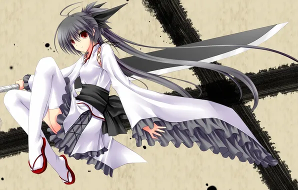 Girl, background, sword, art, shouyan