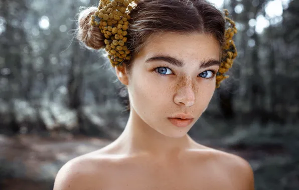 Picture freckles, girl, Nastya Mel, portrait