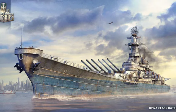 Picture weapons, the game, ship, art, USA, weapons, battleship, Iowa