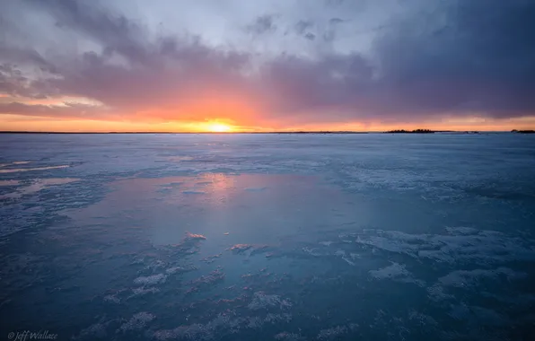 Sunset, ice, Jeff Wallace