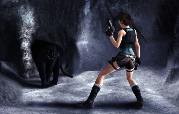 Picture girl, pose, weapons, guns, shorts, predator, Mike, Panther