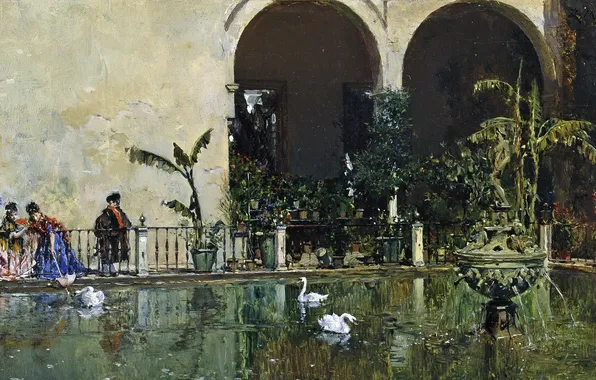 Picture picture, Raimundo Madrazo, Pond in the Gardens of the Alcazar in Seville