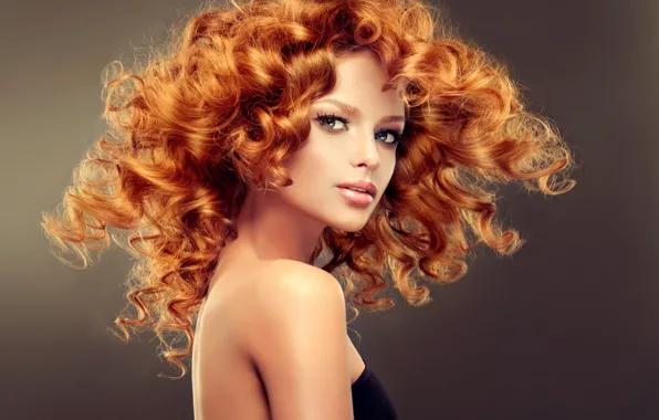 Look, girl, model, hairstyle, curls, make up, makeup., ryzhie hair