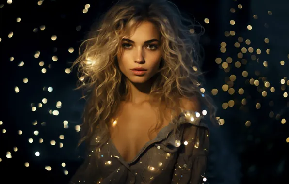 Picture chest, look, girl, light, face, lights, glare, portrait