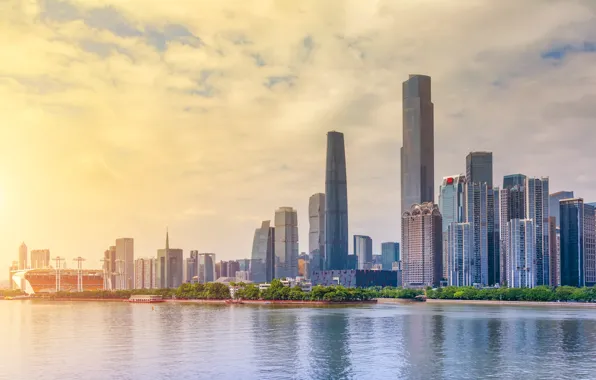 The city, Skyscrapers, China, Shanghai, Urban landscape