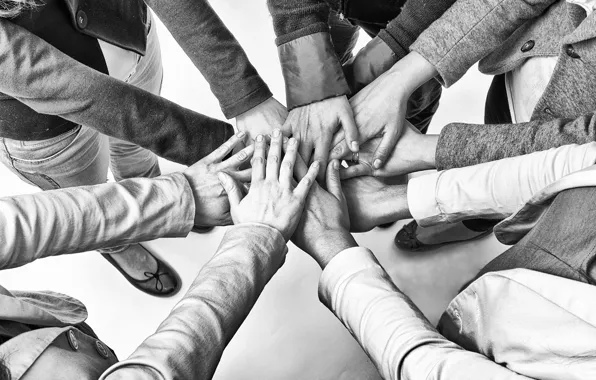 Hands, equipment, solidarity, fellowship