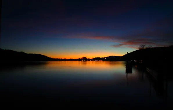 Sea, Sunset, calm