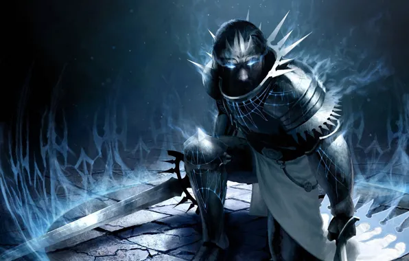 Picture weapons, magic, sword, art, male, armor, Magic, The Gathering