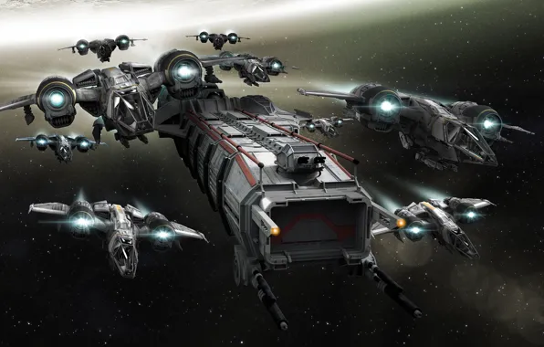 Star Citizen, space ship, Drake Buccaneer, Drake Caterpillar