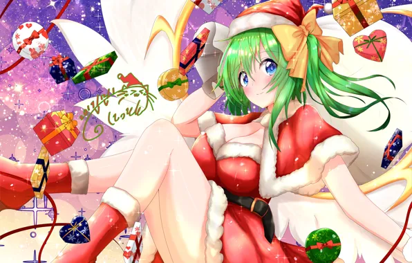 Girl, stars, Christmas, New year, maiden, Touhou, Touhou, Touhou
