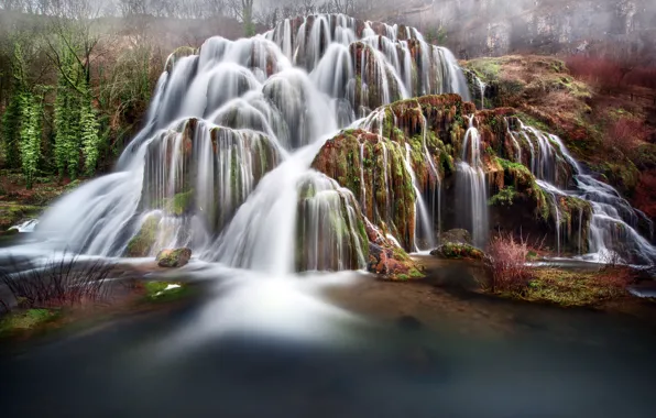 Forest, rocks, waterfall, waterfalls, cascade