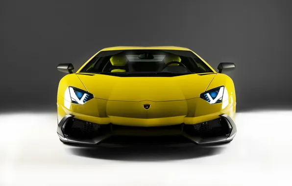 Lamborghini, front view, yellow, front, LP700-4, Aventador, 50 Anniversario Edition