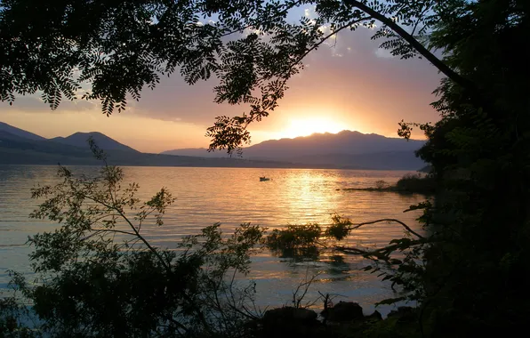 Water, sunset, nature