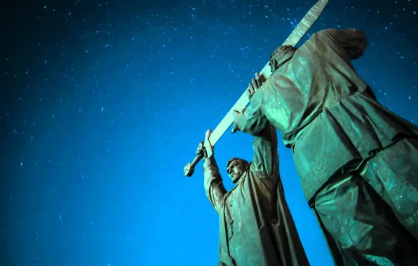 Space, mood, sword, The city, monument, statue, weather