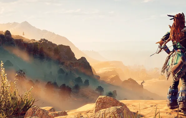Picture landscape, PS4, Horizon: Zero Dawn, Aloy