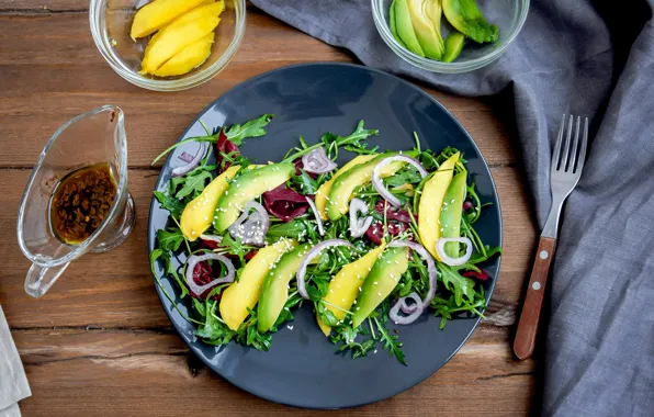 Mango, salad, avocado