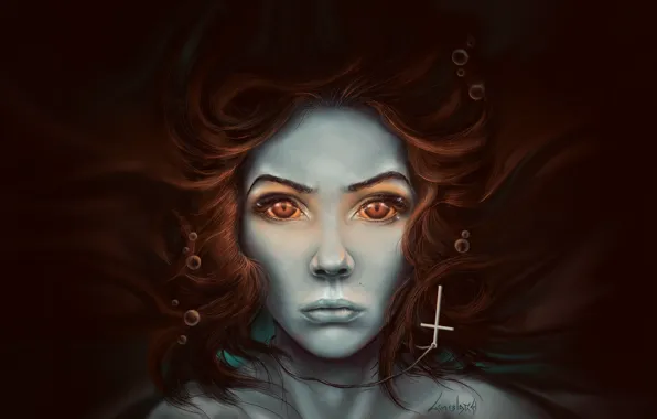 Water, Figure, Lips, Hair, Eyes, Witch, Art, Witch